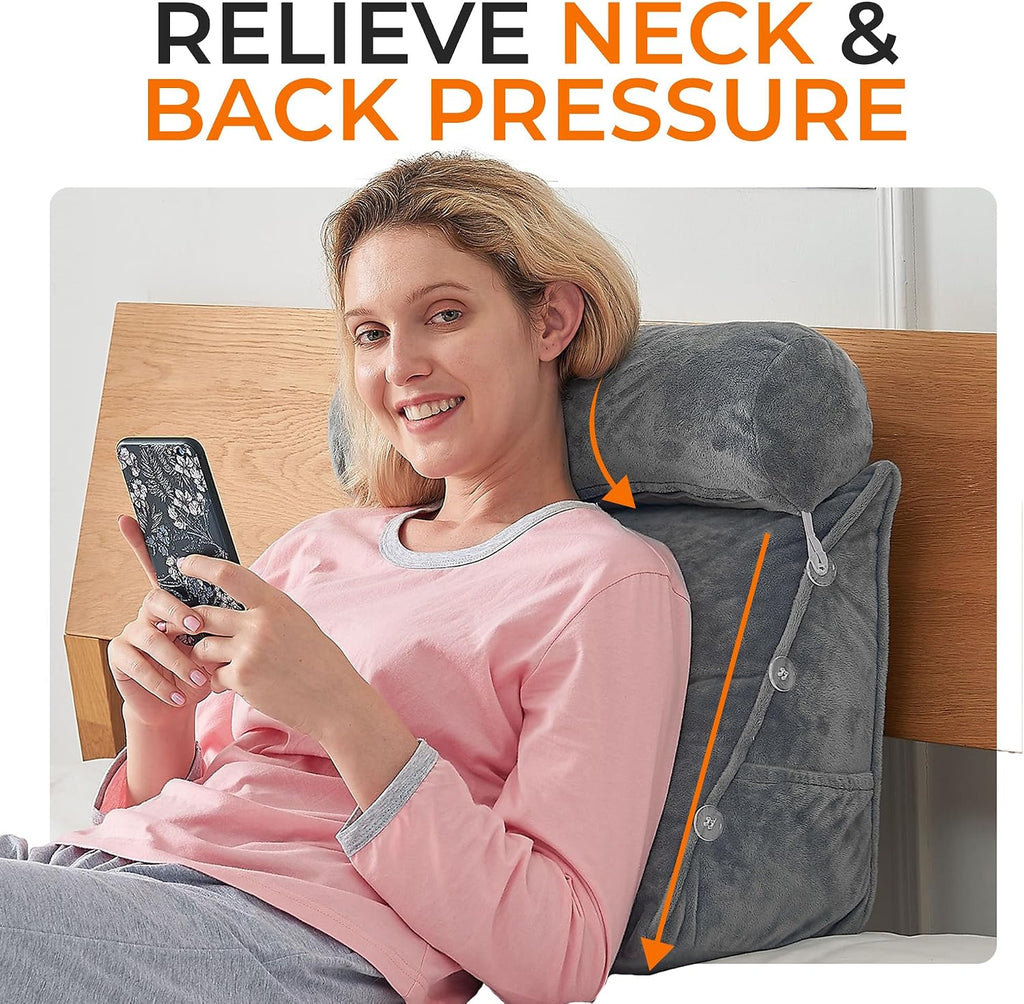 Cheer Collection Reading Wedge Pillow - Adjustable Wedge Reading Pillow with Neck Support, Hollow Fiber-Filled Backrest Pillow for…