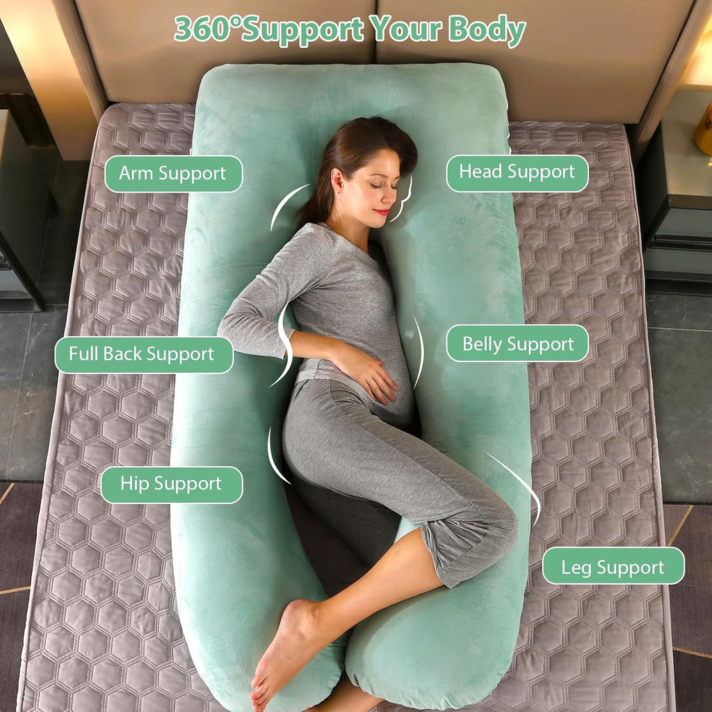 Amagoing 55 inches Pregnancy Pillows for Sleeping, U Shaped Maternity Full Body Pillow for Pregnant Women with Hip, Leg, Back, Belly Suppor…