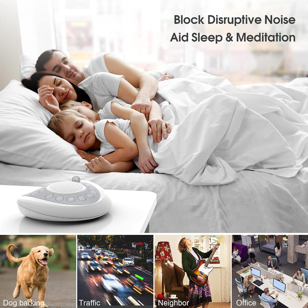 White Noise Machine, Portable Sleep Sound Machine with 24 Soothing Sounds, Timer & Memory Function, Headphone Jack, USB Charging, Powered…