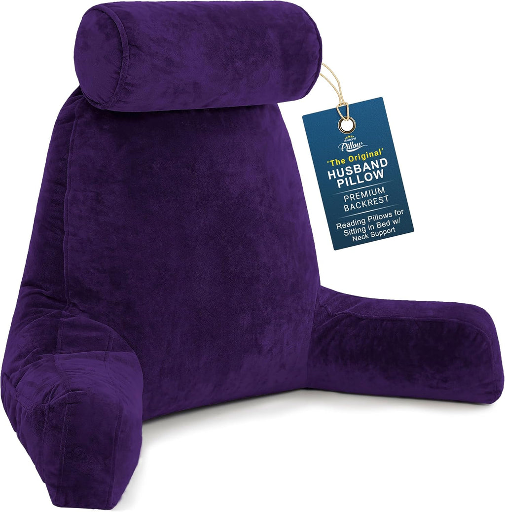 Husband Pillow XXL The Original for Adults - 30" Tall Backrest for Sitting Up in Bed - Firm Support Reading & Bed Rest Pillows for…