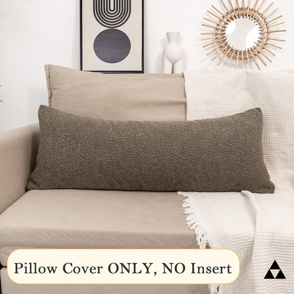 JoraLion 20x54 inch Neutral Boucle Body Pillow Cover, Brown Long Pillow Cover Cozy Soft Cushion Case for Couch Sofa Bed Living Room Home…