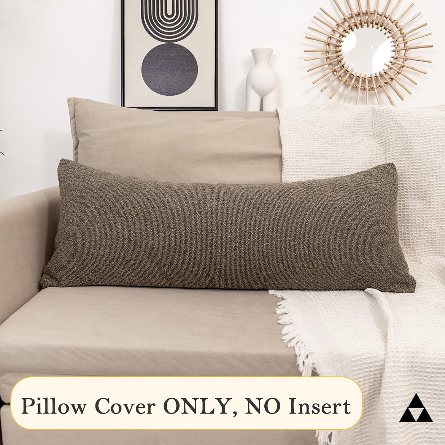 JoraLion 20x54 inch Neutral Boucle Body Pillow Cover, Brown Long Pillow Cover Cozy Soft Cushion Case for Couch Sofa Bed Living Room Home…