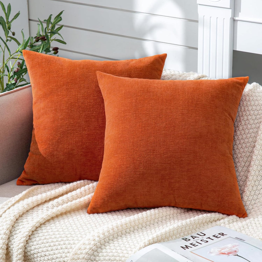 Gawamay Decorative Chenille Throw Pillow Covers 26x26 Inch Pack of 2, Soft Square Couch Pillow Cover for Sofa Cushion Living Room Bedroom S…
