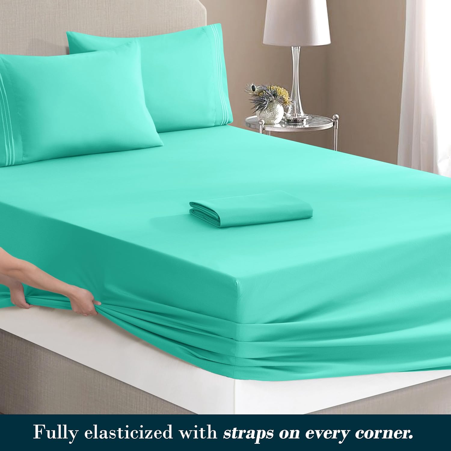 MocassiLuxuryBedding Mocassi Luxury 6-Piece Sheet Set, Ultra Soft 1800 Hotel Quality Microfiber Sheet Set, Fits Mattresses Up to 18 to 24 I…