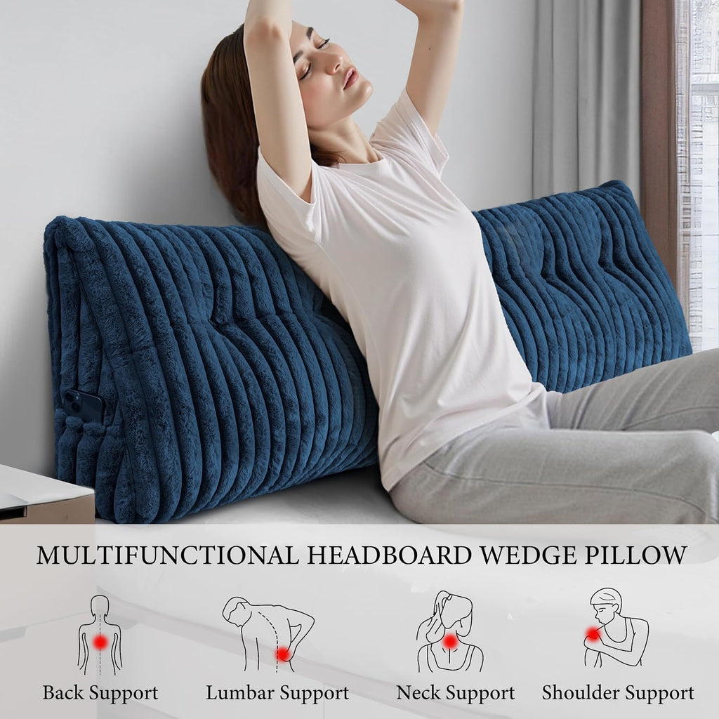 Headboard Pillow King, Triangular Wedge Pillow Headboard King, Cushion Headboards Reading Pillows, Backrest Pillows for Sitting in Bed or…