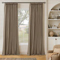 Twodrapes Latte Brown Pleated Linen Blackout Curtains 90 Inches Long for Bedroom Living Room Pinch Pleat Black Out Thermal Insulated Room D…