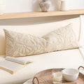 BlissBlush 14x36 Lumbar Pillow Cover for Bed, Rectangular Decorative Long Throw Pillowcase, Embroidered Farmhouse Accent Cushion, Beige…
