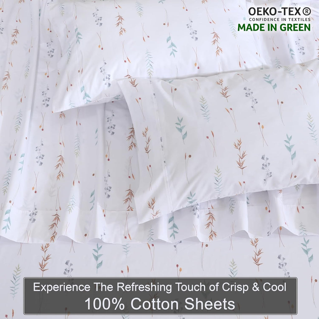 Zoyer 100% Cotton Percale Sheets Queen – Cooling Breathable Bed Sheets for Hot Sleepers, Crisp Hotel Style Bedding, Deep Pocket 16”, Lightw…
