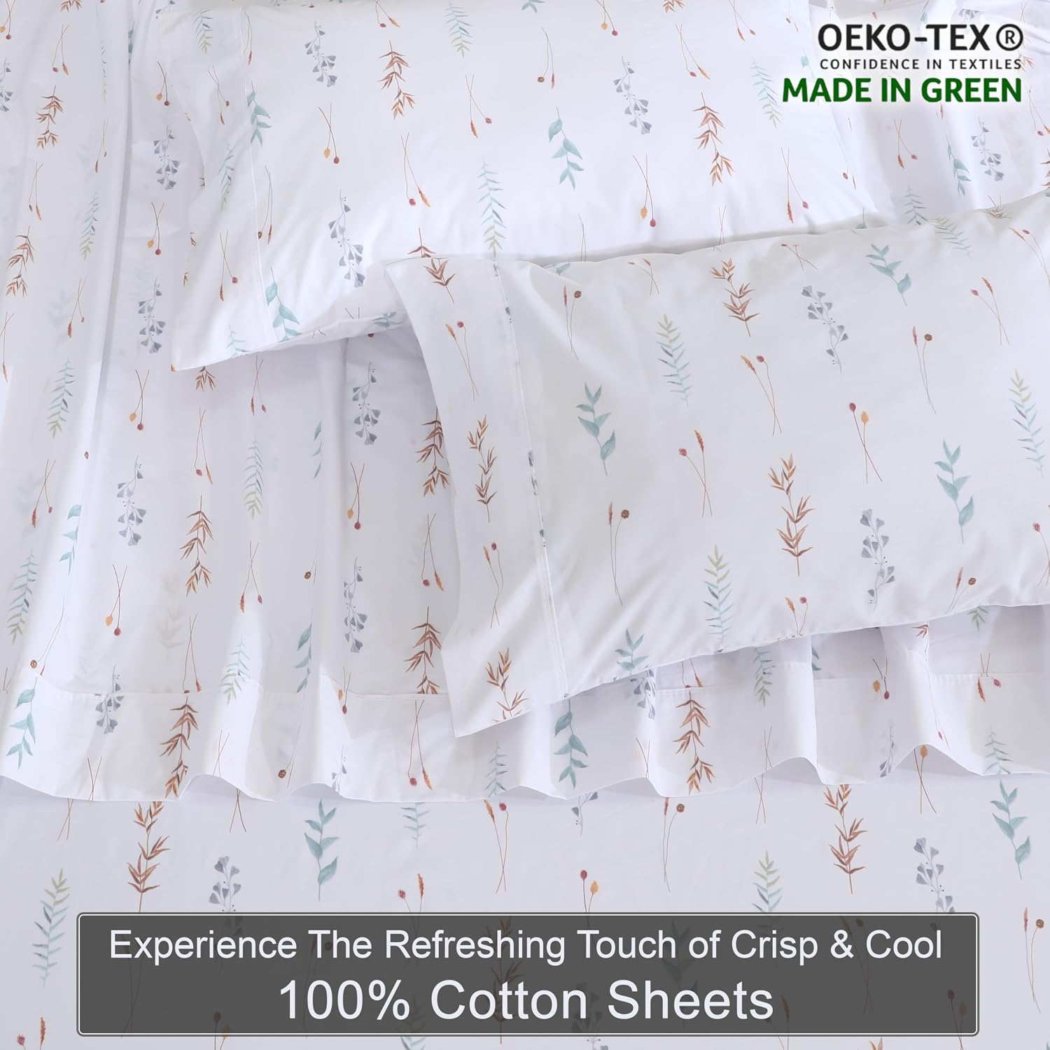 Zoyer 100% Cotton Percale Sheets Queen – Cooling Breathable Bed Sheets for Hot Sleepers, Crisp Hotel Style Bedding, Deep Pocket 16”, Lightw…