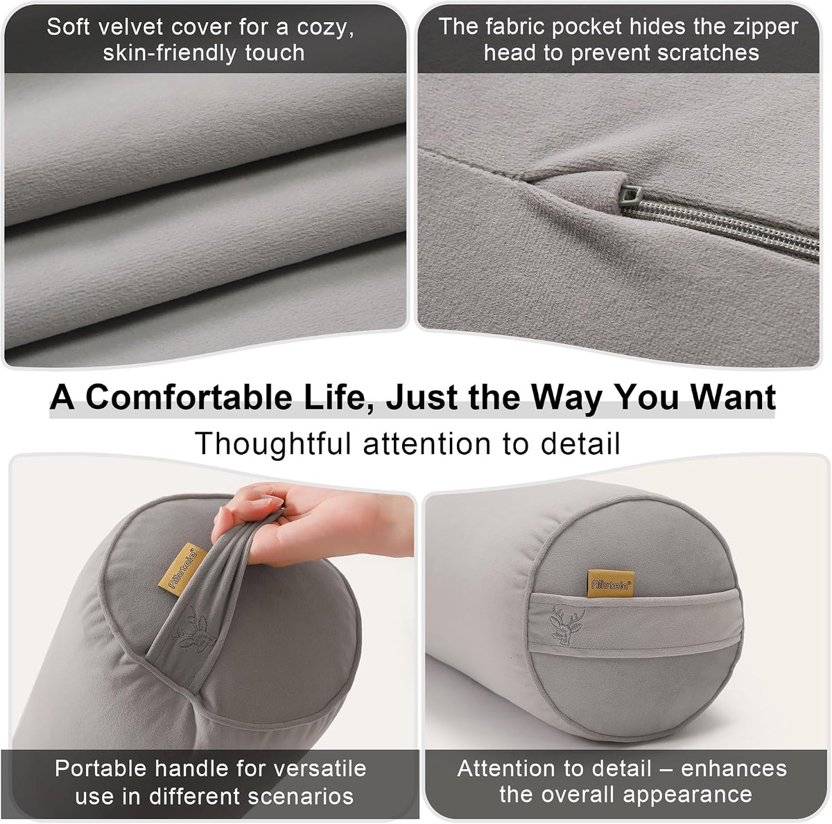 Body Pillow for Adults, Long Round Pillow, Big Cylindrical Pillow, Large Full Bolster Pillows for Side Sleepers (Zinc Gray, 39.37"*7.87")