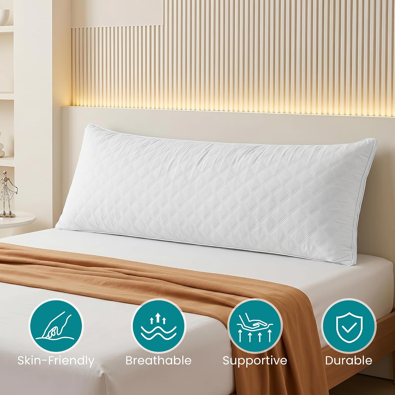 Oubonun Full Body Pillow for Sleeping-Adjustable Firm and Fluffy Body Pillows for Adults-Long and Large Pillow for Bed- 21"x54"