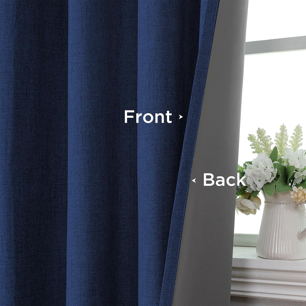 Cucraf 100% Blackout Curtains 108 inches Length 2 Panels Set, Room Darkening Linen Textured Curtain Grommet for Bedroom Living Room, Light…