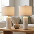 AIEAMPDO 23'' Set of 2 Modern Ceramic Table Lamps for Living Room Bedroom, Nightstand Farmhouse Beige White Desk Lamp for Bedside End…