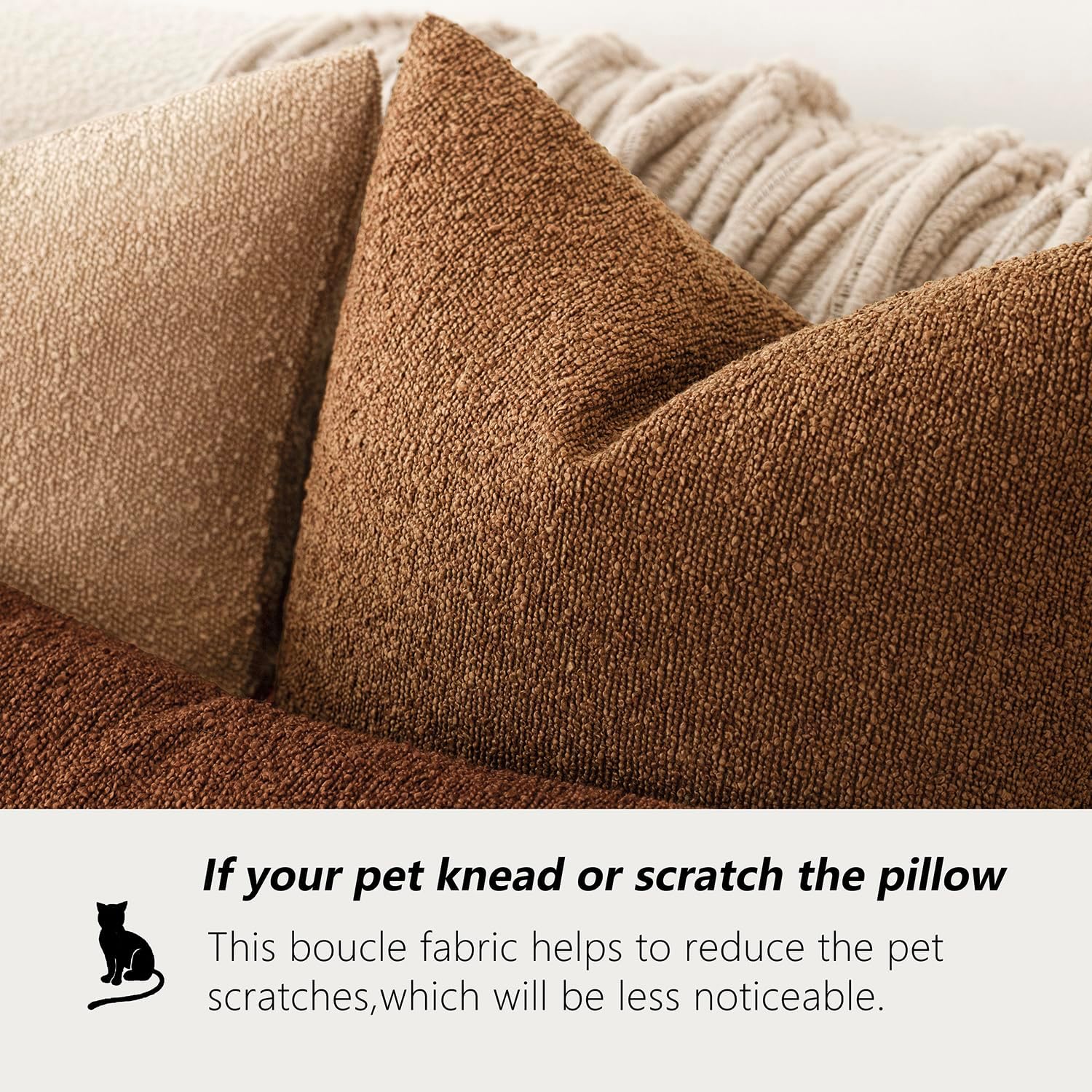 Foindtower Decorative Textured Boucle Throw Pillow Covers Accent Solid Pillow Cases Neutral Soft Cozy Couch Cushion Case for Chair Sofa…