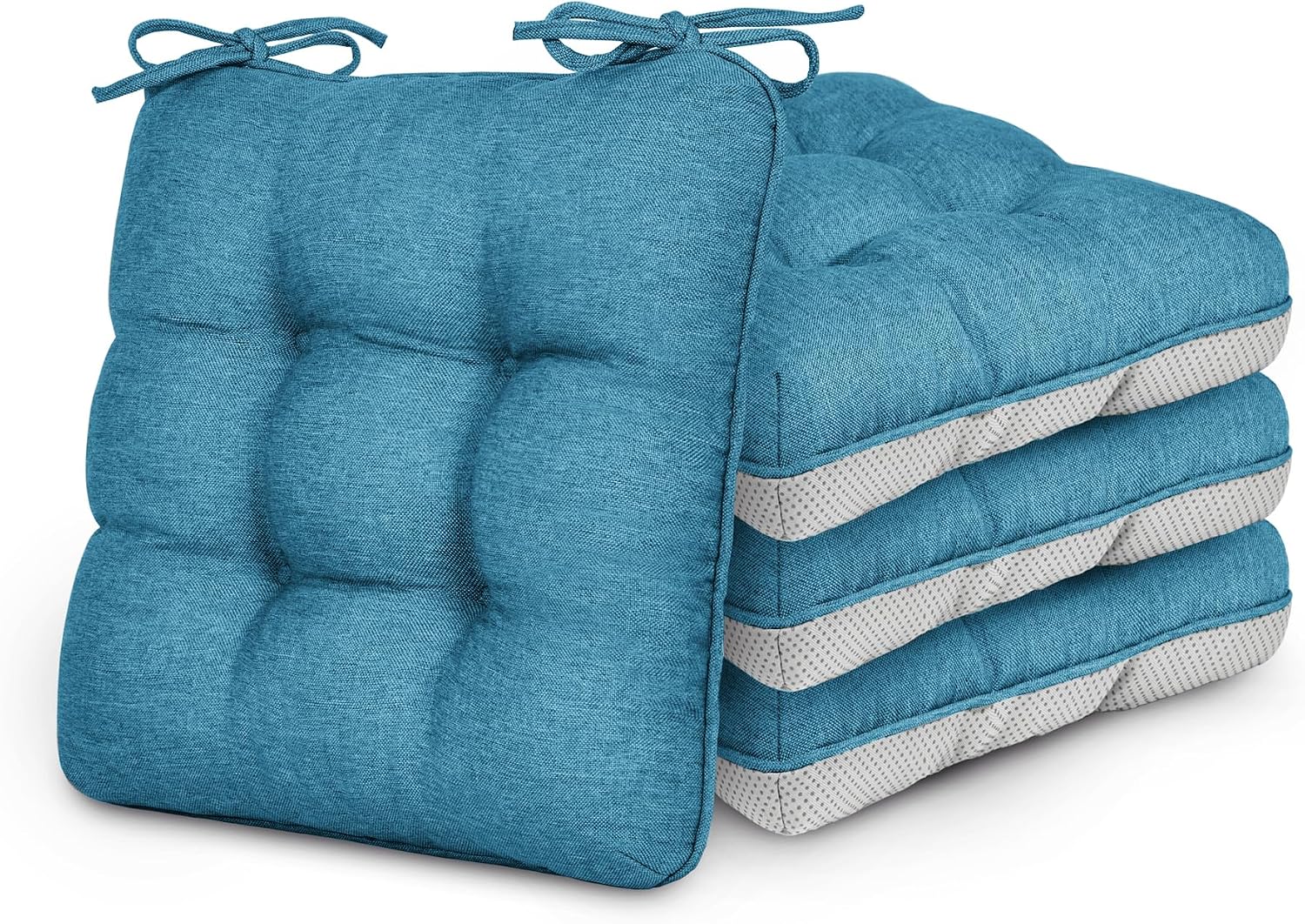 Love's cabin Memory Foam Chair Cushions Set of 4, 19"x19"x3.5" Indoor & Outdoor Seat Pads for Dining, Kitchen, Office, Patio Chairs - Blue