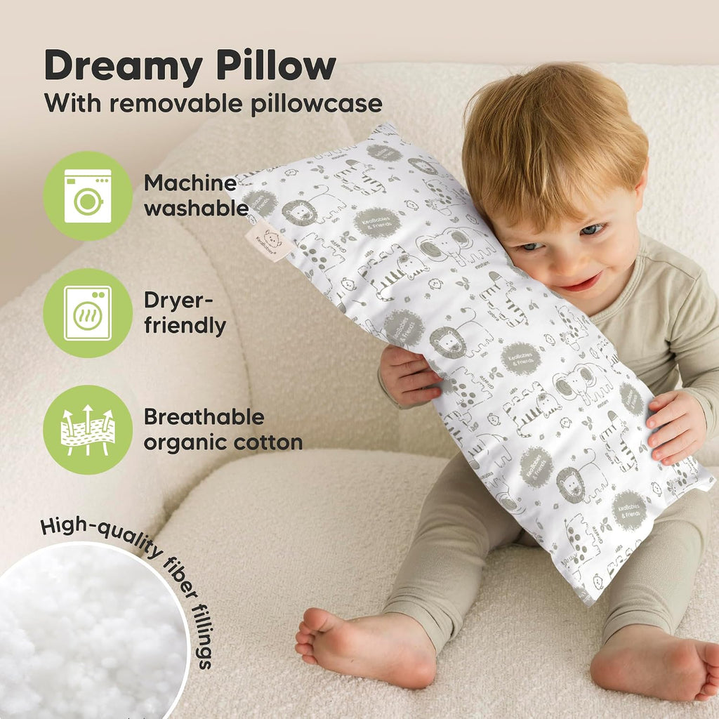 Toddler Pillow with Pillowcase - 10x18 My Little Dreamy Kids Travel Bed Pillows for Sleeping, Organic Cotton Small Pillowcase, Soft &…