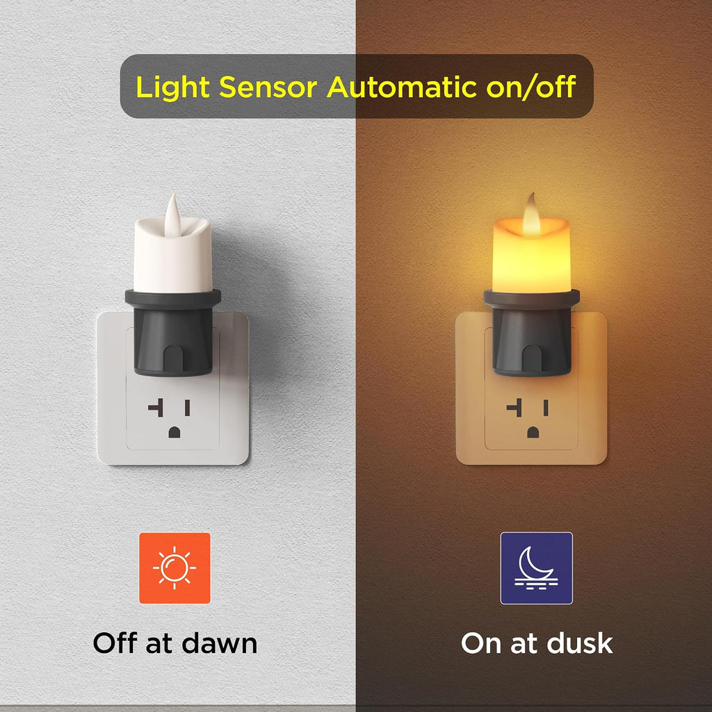 2-in-1 Plug in Night Light (2 Pack) - Dual Mode: Sensor & Remote Control - Modern Farmhouse Black Candle Wall Sconce for Industrial…