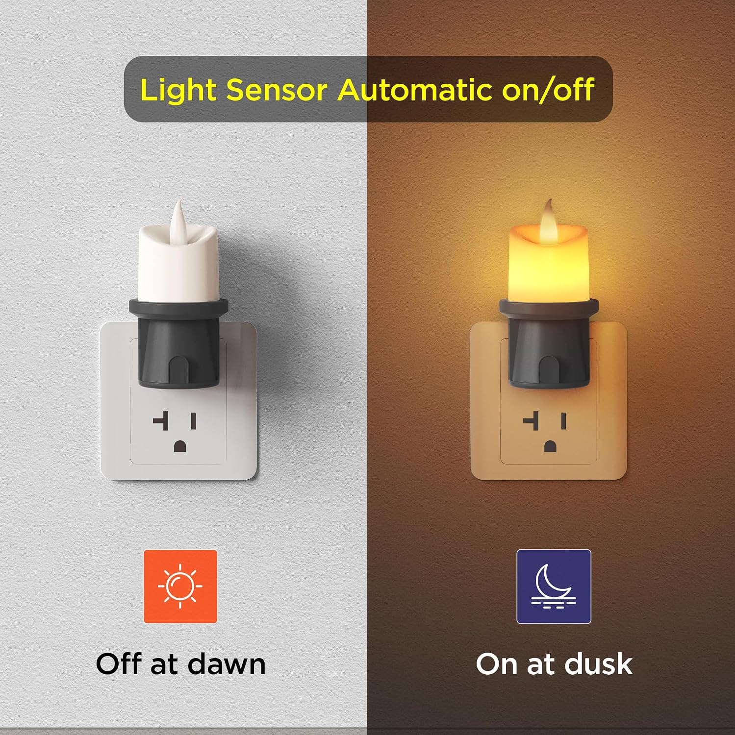 2-in-1 Plug in Night Light (2 Pack) - Dual Mode: Sensor & Remote Control - Modern Farmhouse Black Candle Wall Sconce for Industrial…