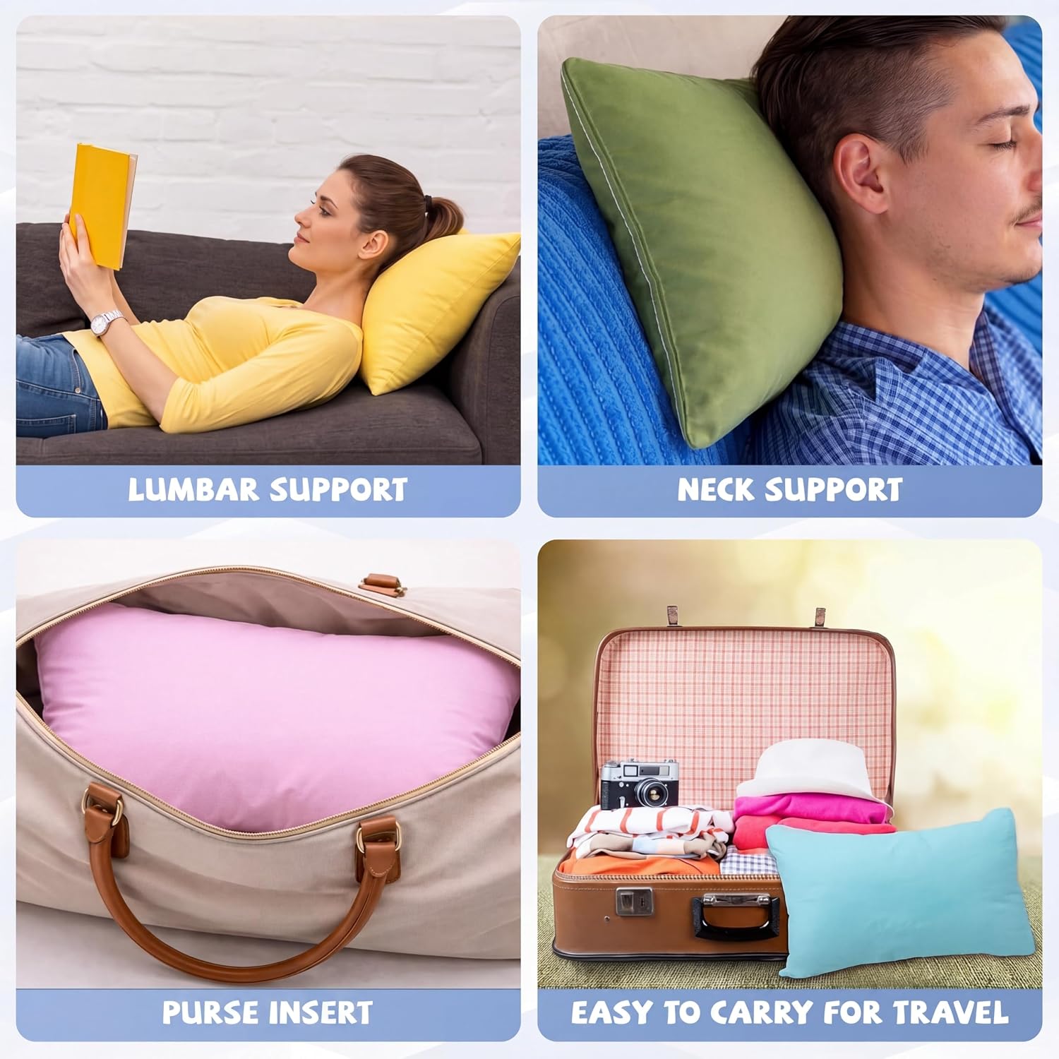 Kigley 6 Pack Mini Pillow Bulk Small Pillows 14"x9" Soft Travel Nap Pillow for Daycare Nap Time Pet Neck Lumbar (Multicolor) 6 Pack