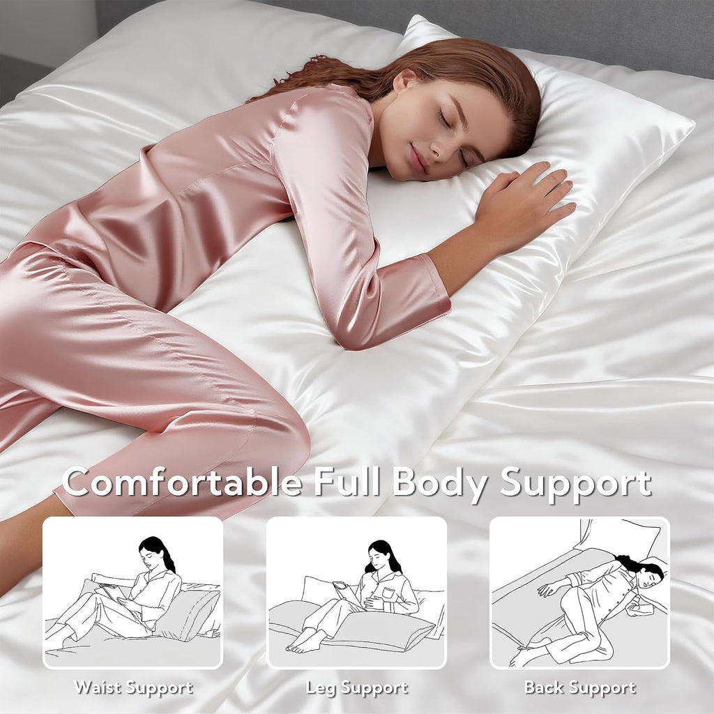MR&HM Satin Body Pillow Cover, Soft and Breathable Body Pillow Case with Envelope Closure, Cooling and Silky Long Pillowcase for Hair and…
