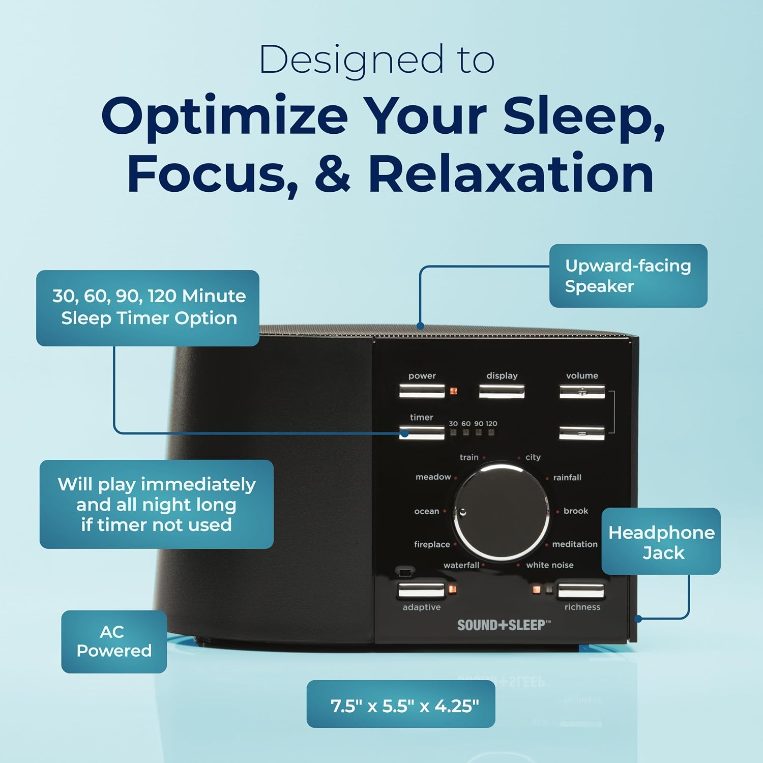 AdaptiveSoundTechnologies Adaptive Sound Technologies Sound + Sleep - White Noise Machine for Focus Support - Convenient Sleep Timer - Buil…