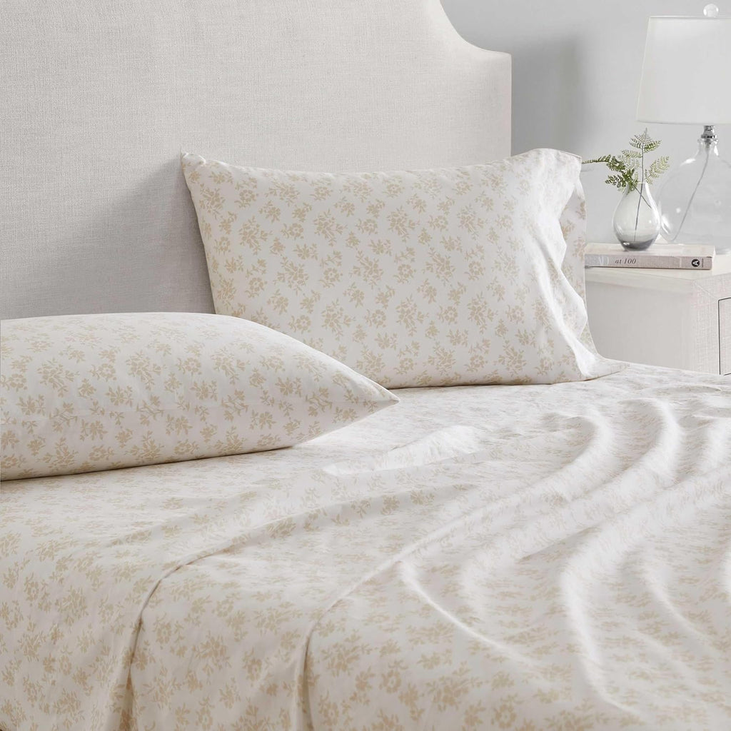 MarthaStewart Martha Stewart - Queen Size Sheets Set, Crisp & Tailored Cooling Sheets w/a Naturally Smooth Cotton Percale Lightweight Feel…