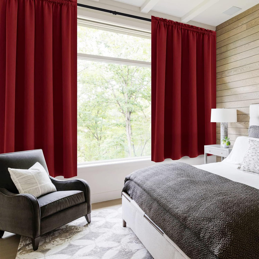 Dwcn Christmas Burgundy Room Darkening Blackout Curtains - Thermal Insulated Privacy Energy Saving Window Curtain Drapes 52 x 45 inch Lengt…
