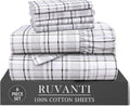 Ruvanti 100% Cotton Percale Sheets Full Size 6 Piece Set, Cooling Bed Sheets for Hot Sleepers, Deep Pocket 16”, Breathable Lightweight & Du…