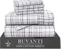 Ruvanti 100% Cotton Percale Sheets Queen Size 6 Piece Set, Cooling Bed Sheets for Hot Sleepers, Deep Pocket 16”, Breathable Lightweight & D…