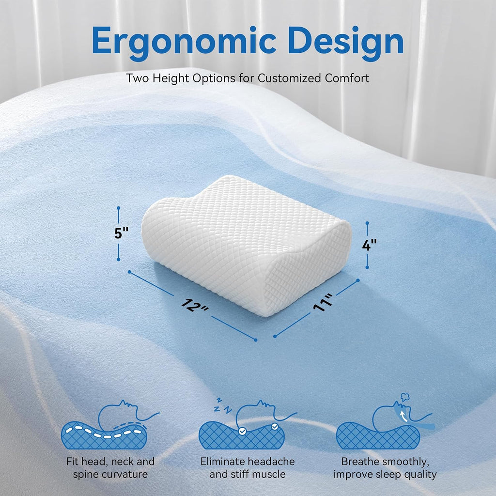 Amaeromax AM AEROMAX Travel Contour Memory Foam Pillow, Cervical Pillow for Neck, Neck Orthopedic Sleeping Pillows for Side, Back and Stom…