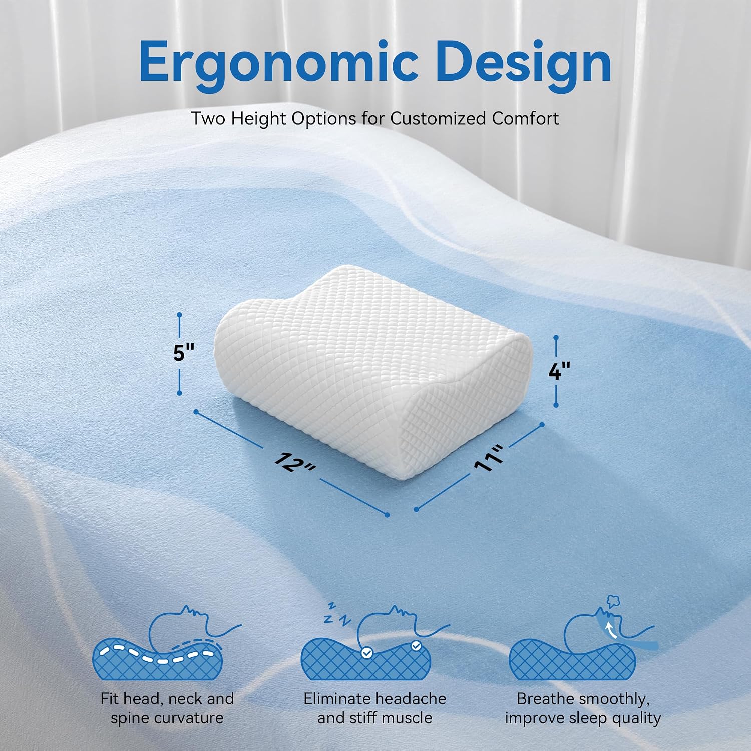 Amaeromax AM AEROMAX Travel Contour Memory Foam Pillow, Cervical Pillow for Neck, Neck Orthopedic Sleeping Pillows for Side, Back and Stom…