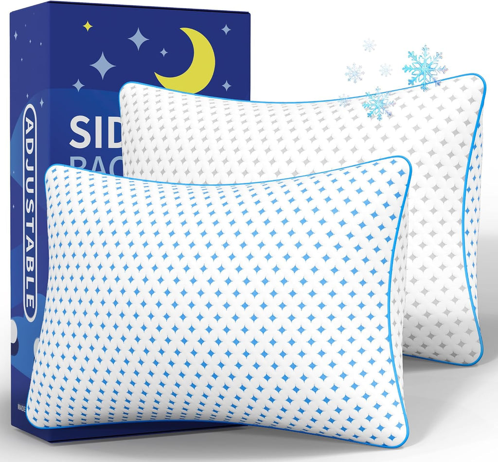 ezepilw King Size Pillows Set of 2 for Sleeping, Cooling Adjustable Memory Foam Pillows, Dual Fill Design Helps Maintain Shape, Brea…