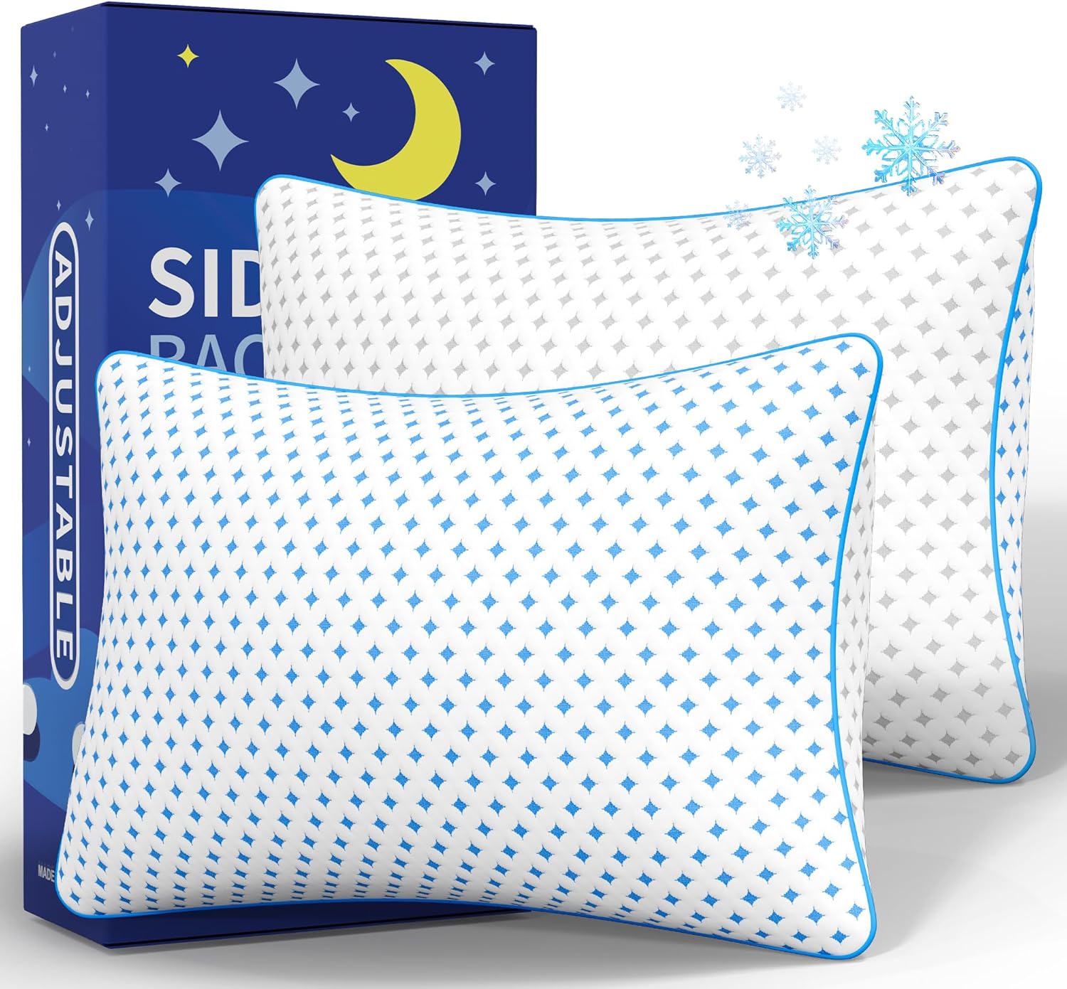 ezepilw Pillows Queen Size Set of 2 for Sleeping, Cooling Adjustable Memory Foam Pillows, Dual Fill Design Helps Maintain Shape, Bre…