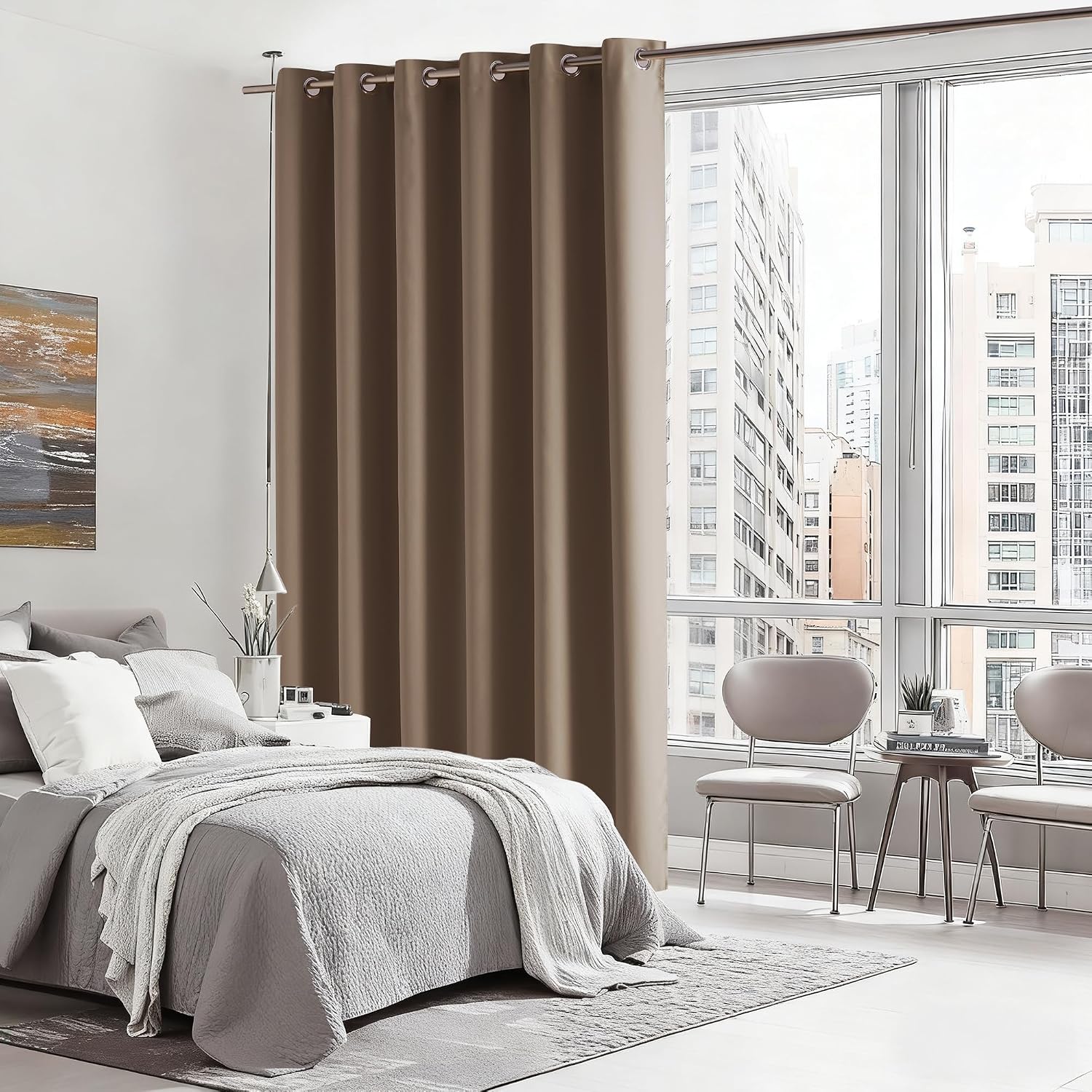 Rybhome RYB HOME Blackout Thermal Insulated Curtains, Portable Curtain for Sliding Glass Door/Storage/Space Room Divider, Large Window Trea…