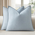 EMEMA Spring Throw Pillow Covers Decorative Linen Pillow Covers 24x24 Inch Light Blue Boho Farmhouse Neutral Couch Throw Pillows for Bed…