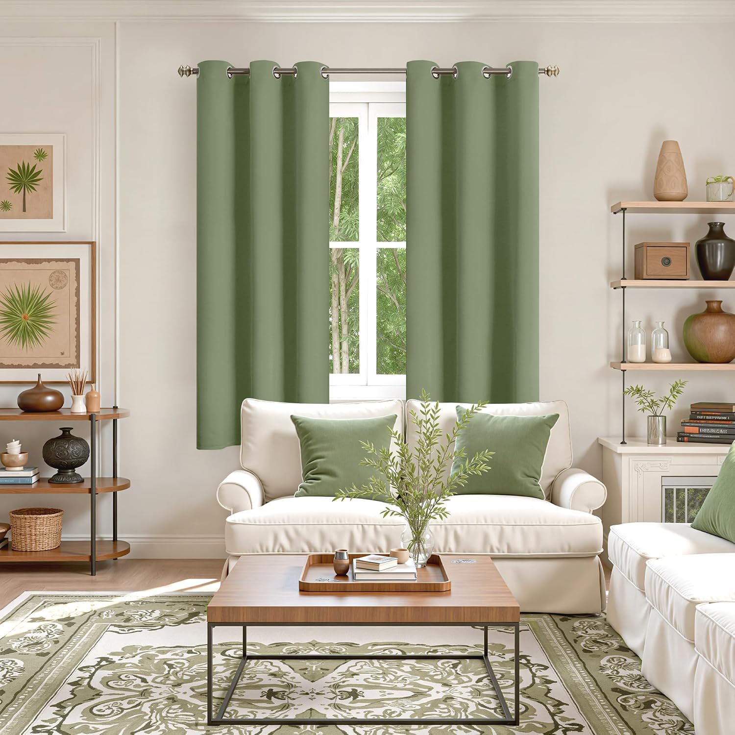 YoungsTex Olive Green Blackout Curtains 68 Inches Length - Thermal Insulated with Grommet Room Darkening Window Drapes for Living Room Bedr…