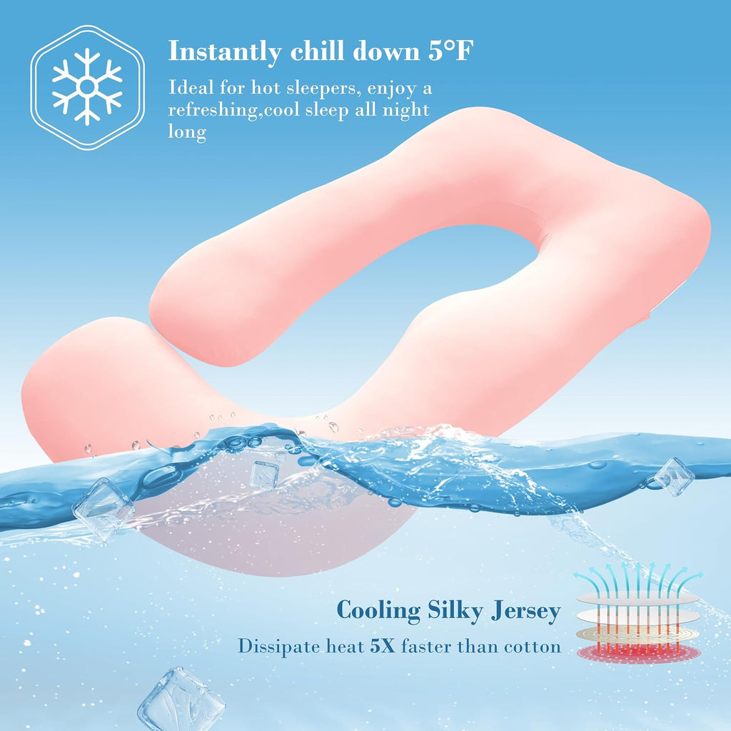 Cute Castle Cooling Cover Pregnancy Pillows, Soft U-Shape Maternity Pillow with Removable Cover - Full Body Pillows for Adults Sleeping…