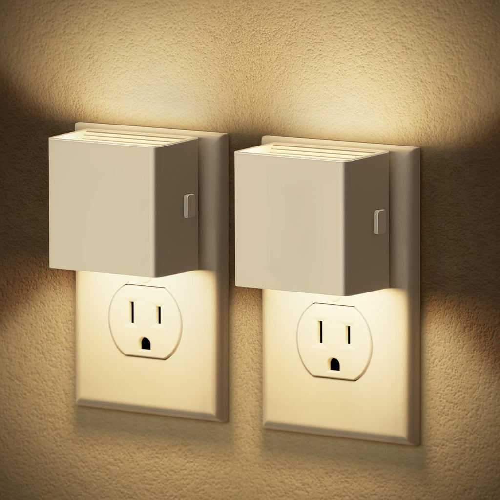 JandCase Night Light, Automatic Night Lights Plug into Wall, Dusk to Dawn,2 Pack Soft White 3000K Brightness Adjustable Nightlight for Kids B…
