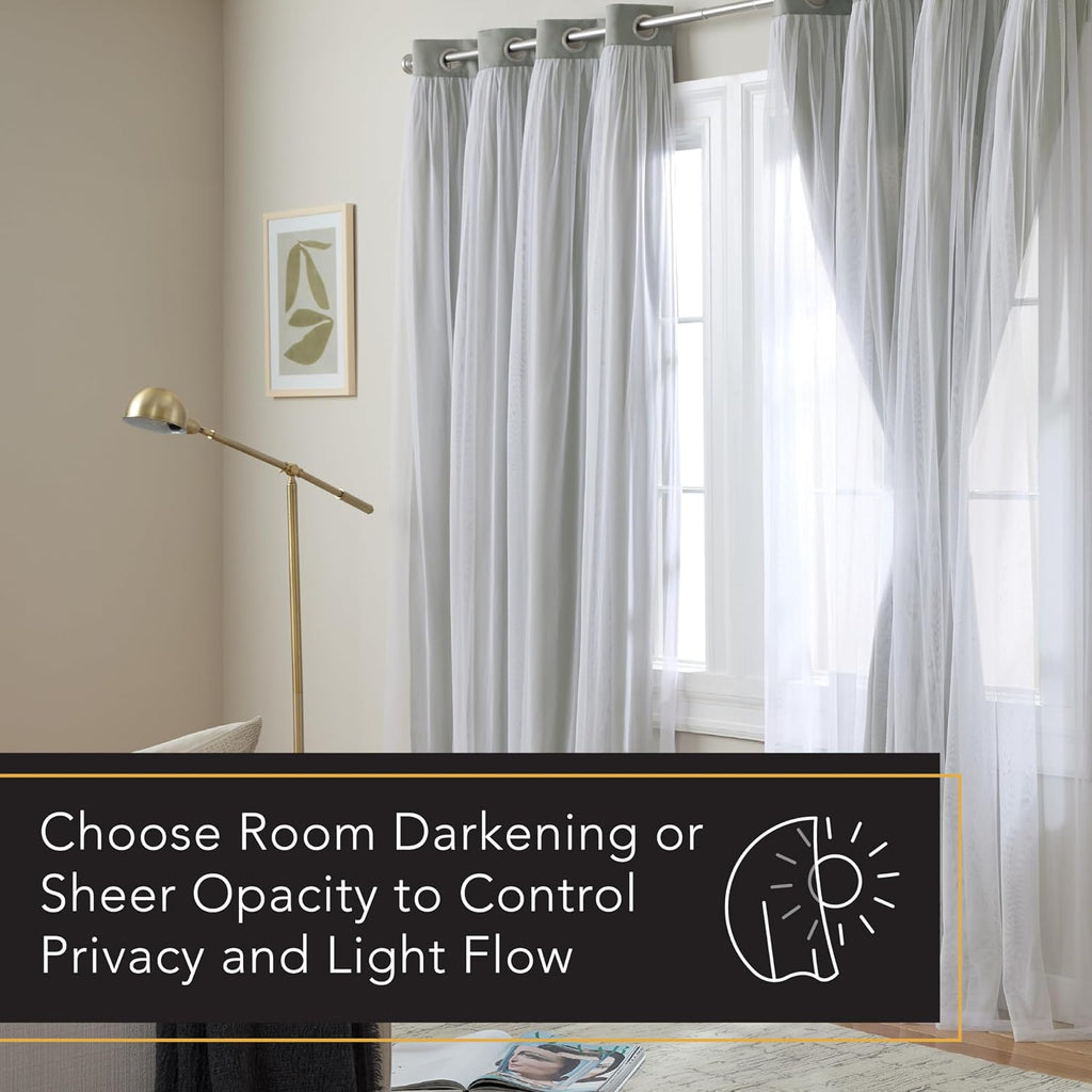 TOWN & COUNTRY LUXE Talia Double Layer Indoor Curtains, Sheer and Room Darkening Blackout, Grommet Top, Energy Efficient, 2-Pack Set…