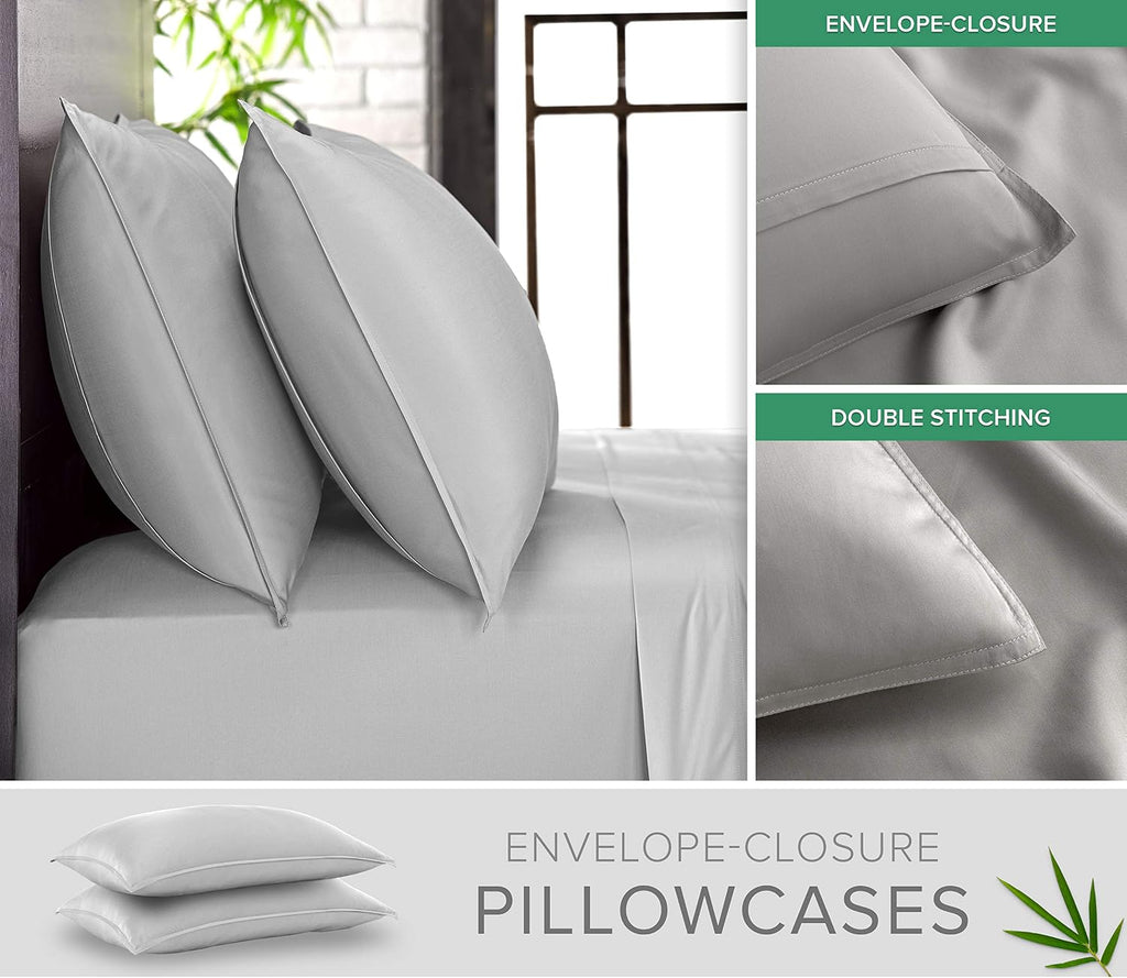 PureBamboo Pure Bamboo California King Sheets, Genuine 100% Organic Viscose Derived from Bamboo Bed Sheet Set, Soft & Cooling, Double Stitc…