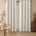 XOGUIBO Boho 80% Blackout Curtains with Gray Liner 90 Inches Long 2 Panels Set, Beige Linen Blend Drapes with Tassels and Cotton Emb…