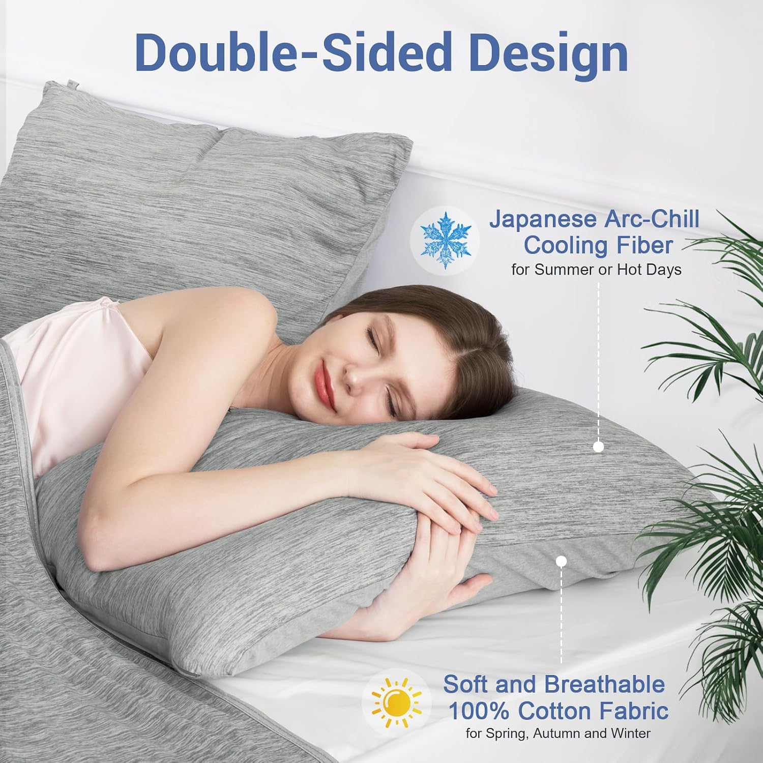 Elegear Cooling Pillow Cases for Hot Sleepers, Japanese Q-Max 0.5 Cooling Pillowcases, Both Sides[Cooling/Cotton], Breathable Soft Pillowca…