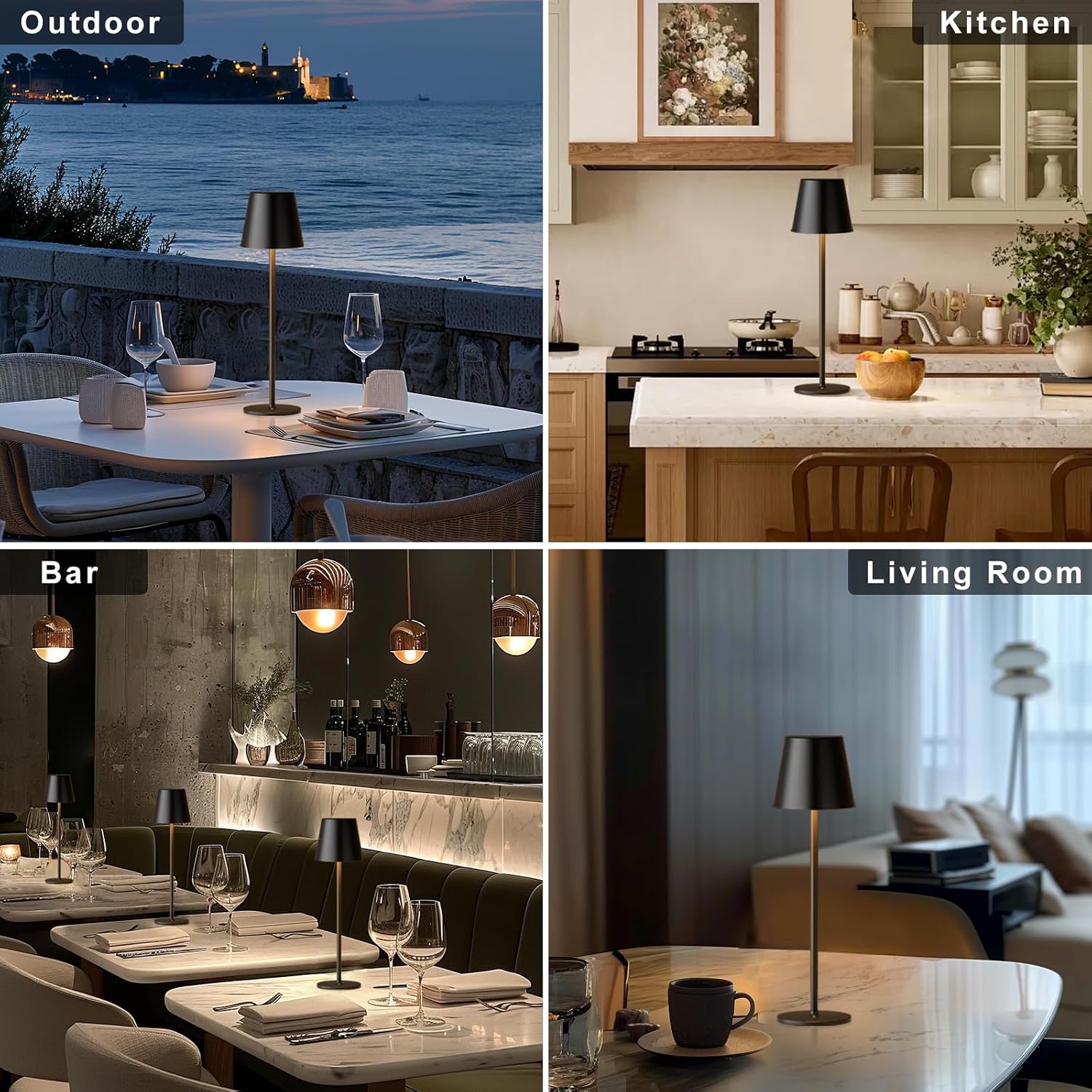 Kakanuo Cordless Table Lamp, 3 Color Stepless Dimming, 5000mAh Rechargeable Battery Powered, Outdoor LED Lamps, for Dining Room, Living…