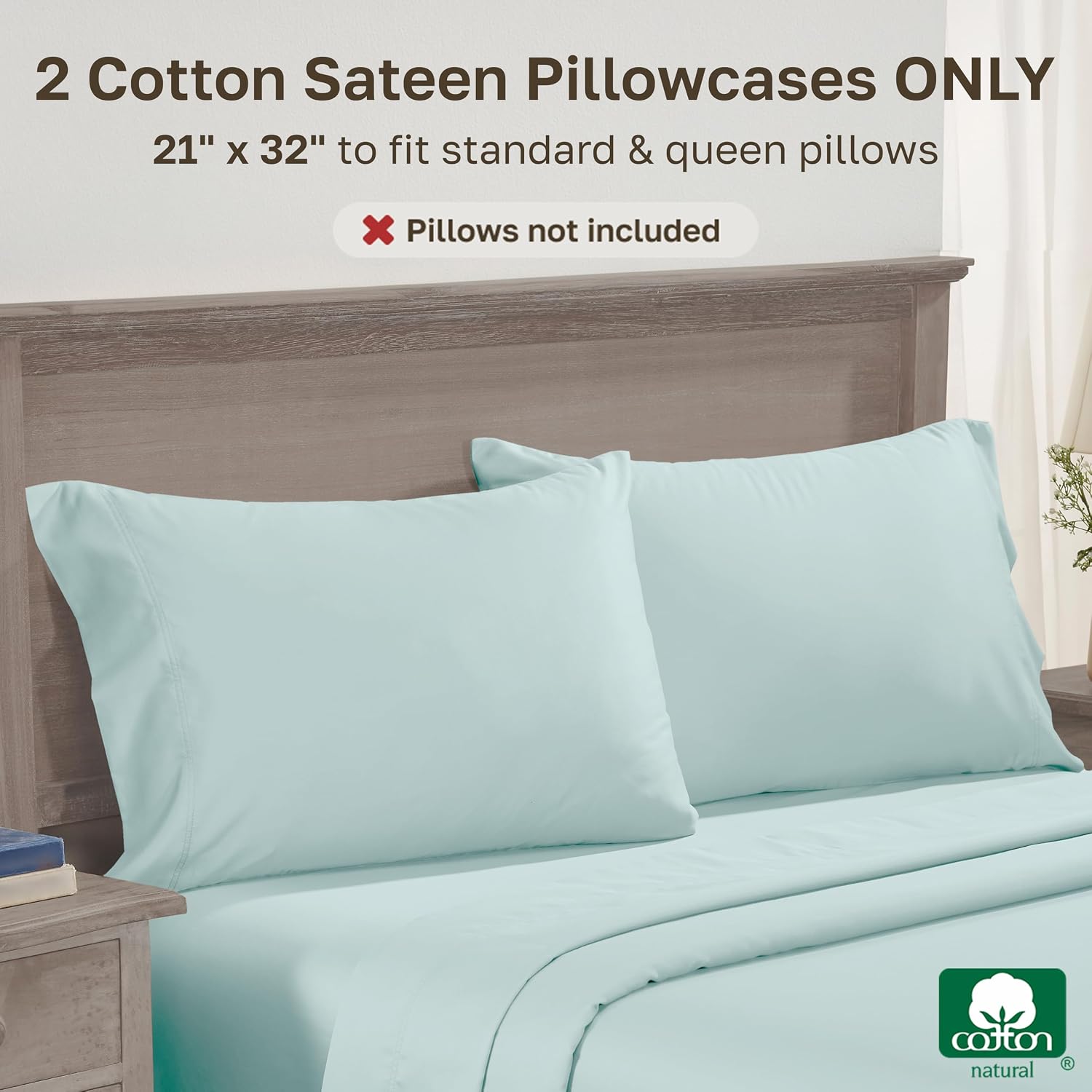 CaliforniaDesignDen California Design Den Standard Pillows Cases Set of 2 - 600 Thread Count, 100% Cotton Queen Pillow Case Pair, Breathabl…