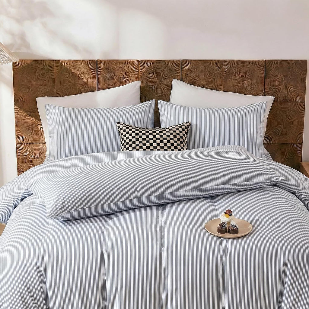 Merryword Blue Striped Pillowcases, 100% Cotton Pillow Cases, Standard Size Pillowcases, Soft Breathable Pinstripe Pillow Covers, Set of 2…