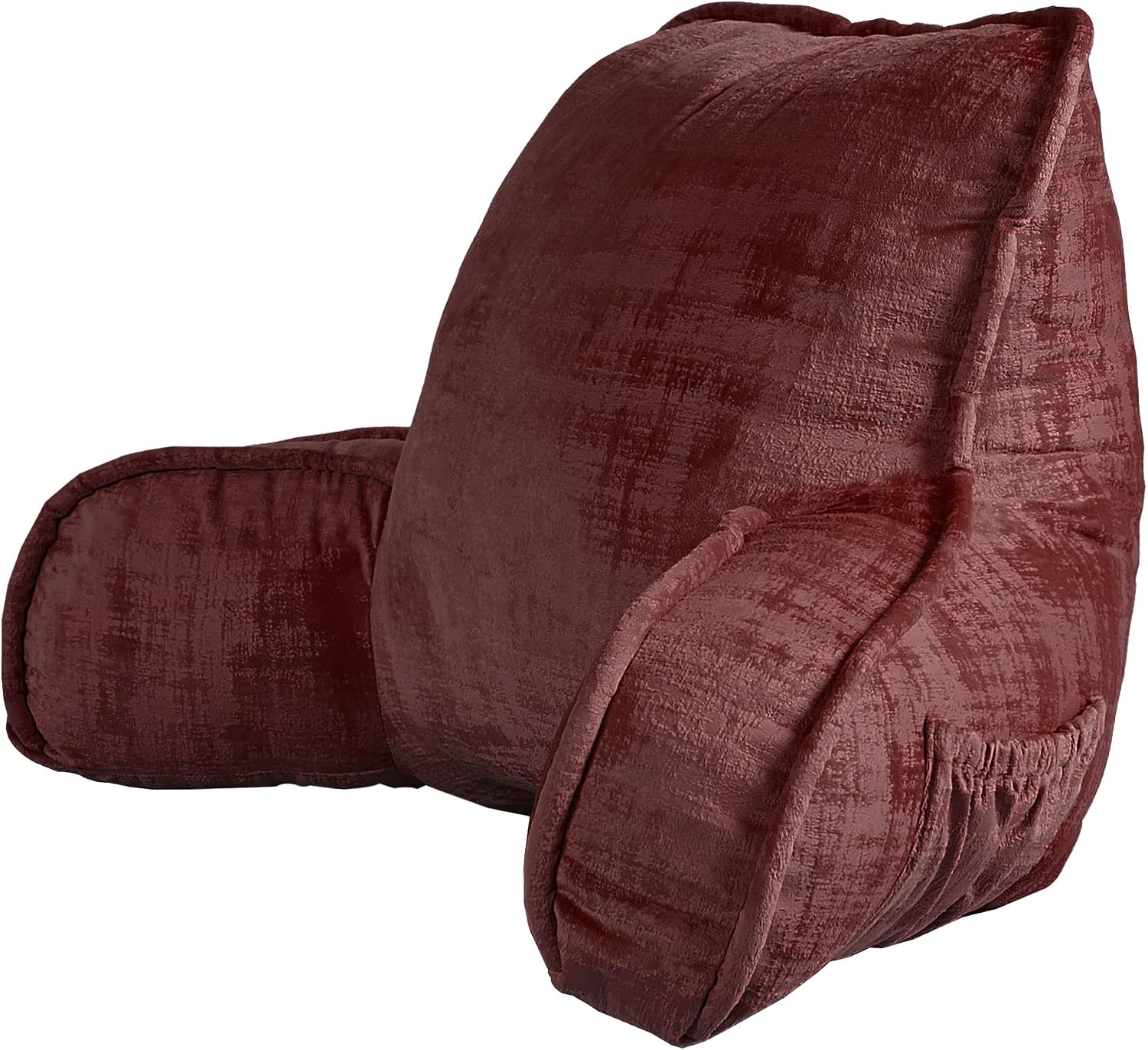 Bytide DIY Assembly Art Velvet Backrest Reading Bed Rest Pillow with Arms & Pockets, 18" H for Sitting in Bed Couch Sofa, Back Support Cush…