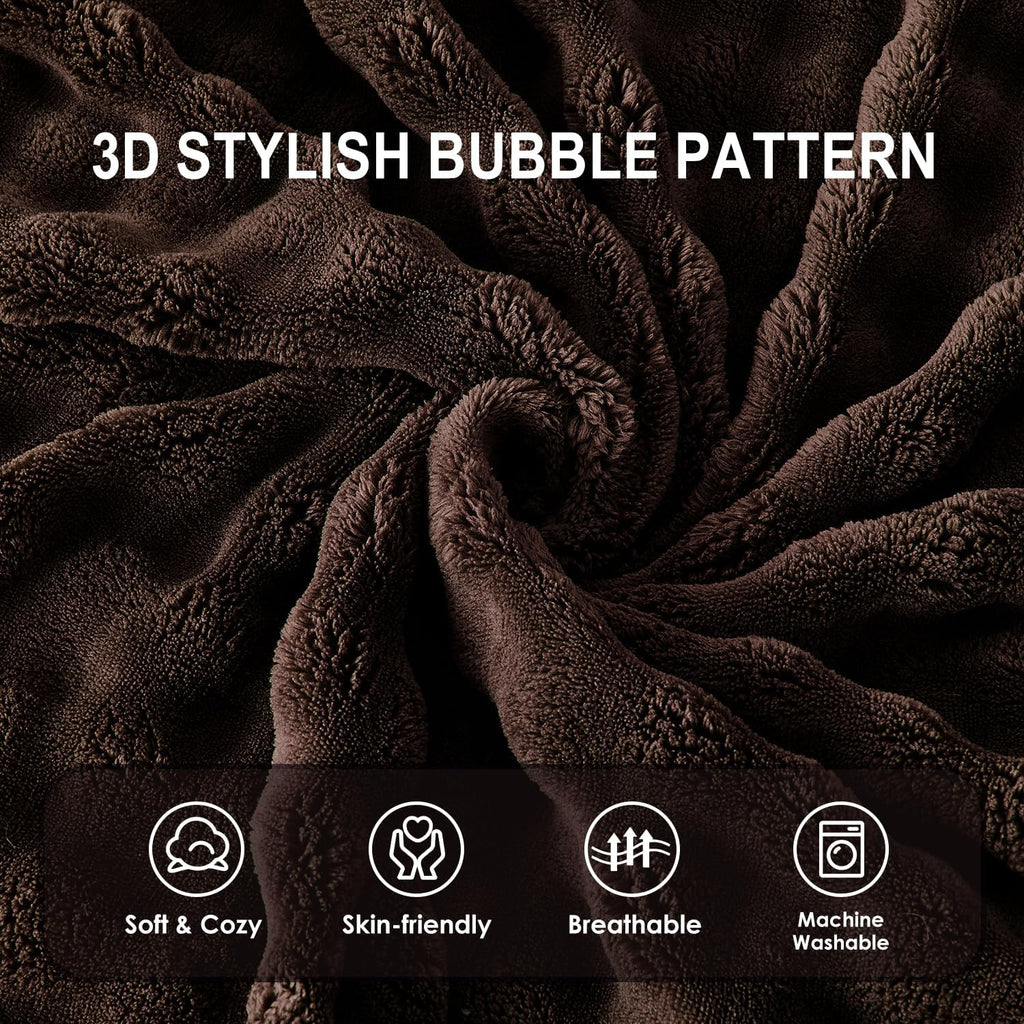 Sochow Decorative Throw Pillow Covers 18x18 Inches Set of 2, Soft Bubble Fleece Pillowcase Square Cushion Covers for Sofa Couch Bed, Brown…