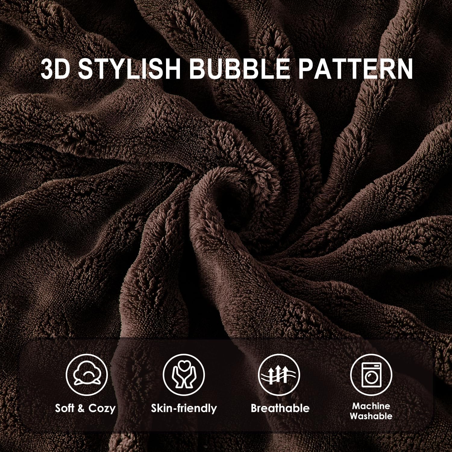 Sochow Decorative Throw Pillow Covers 18x18 Inches Set of 2, Soft Bubble Fleece Pillowcase Square Cushion Covers for Sofa Couch Bed, Brown…