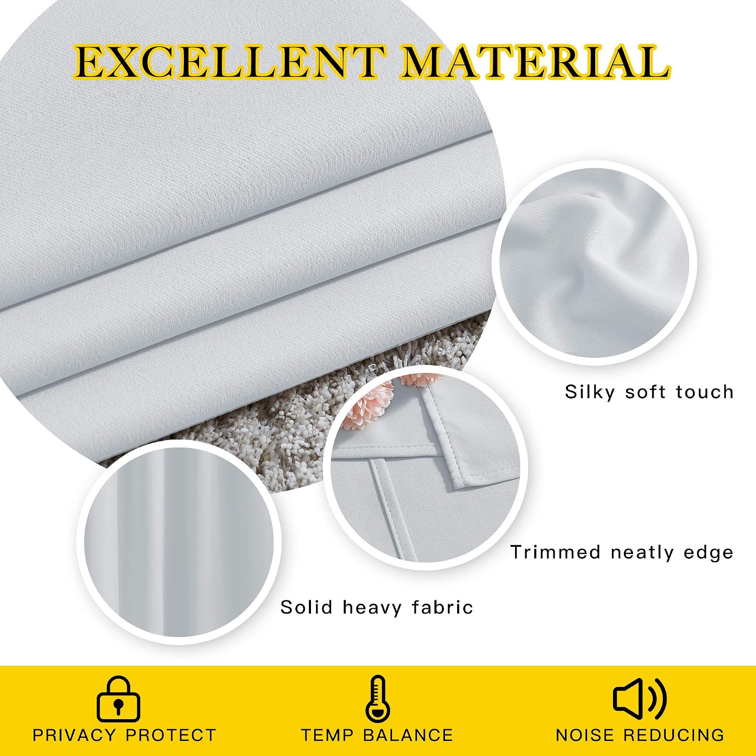 NICETOWN Greyish White Room Darkening Curtains - Window Treatment Thermal Insulated Grommet Room Darkening Curtains/Drapes for Bedroom (2…