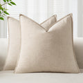 EMEMA Decorative Linen Throw Pillow Covers 22x22 Inch Natural Beige Boho Farmhouse Neutral Couch Throw Pillows for Bed Pack of 2 Accent…